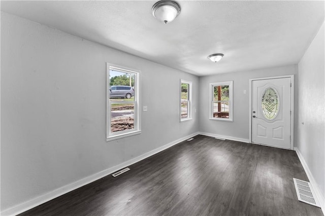 1205 E Parker Ave, Independence, MO 64050 - foyer with plenty of natural light, dark wood-style flooring, and a textured ceiling
