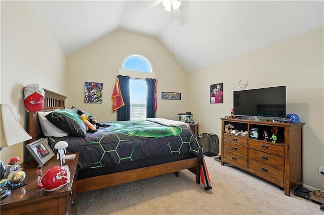 2353 SW Switchback Ct, Lees Summit, MO 64082 - carpeted bedroom featuring lofted ceiling and ceiling fan