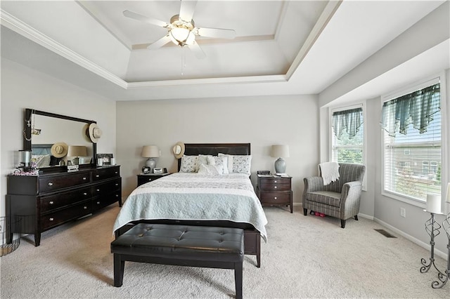 2353 SW Switchback Ct, Lees Summit, MO 64082 - bedroom featuring a raised ceiling, carpet flooring, ceiling fan, and ornamental molding