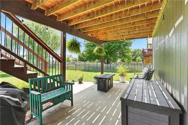 2353 SW Switchback Ct, Lees Summit, MO 64082 - fenced backyard featuring stairs and a patio area