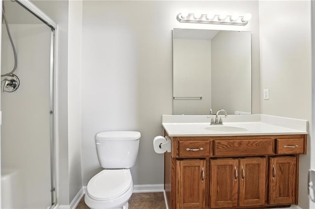 1501 SW Shelby Dr, Lees Summit, MO 64081 - full bathroom with a shower stall, vanity, and tile patterned floors