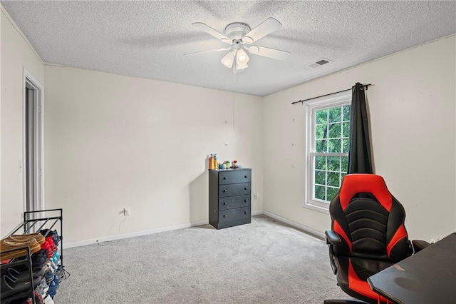 14510 W 138th Ter, Olathe, KS 66062 - carpeted office space featuring ceiling fan and a textured ceiling