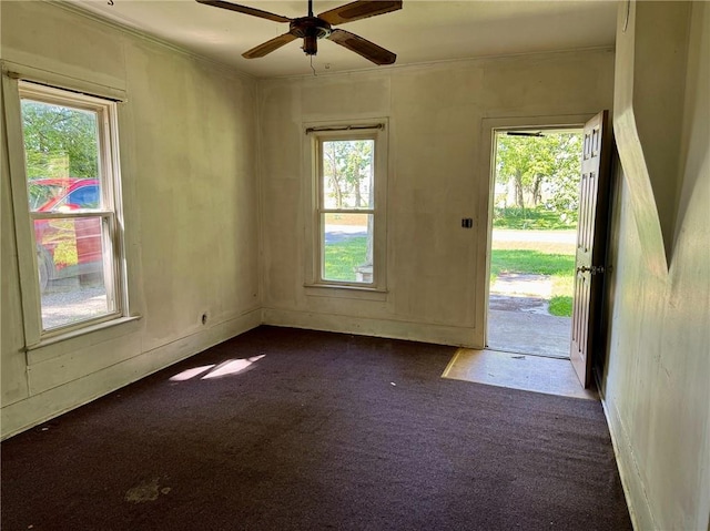 810 Center St, Pleasanton, KS 66075 - entrance foyer featuring carpet floors, healthy amount of natural light, and ceiling fan