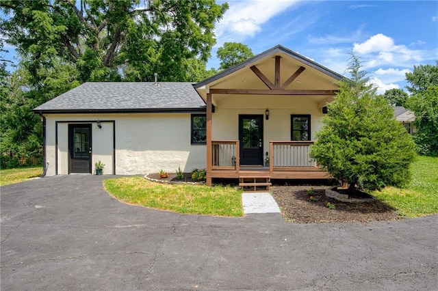 3100 N 56th St, Kansas City, KS 66104 - view of front of property with stucco siding, a porch, and a shingled roof