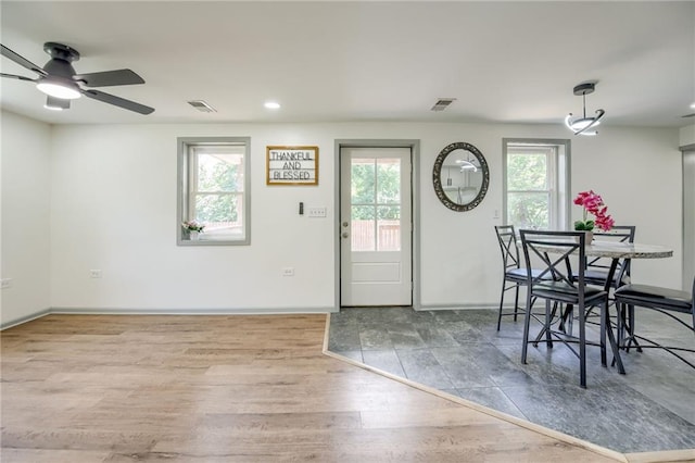 3100 N 56th St, Kansas City, KS 66104 - foyer entrance with ceiling fan, recessed lighting, and wood finished floors