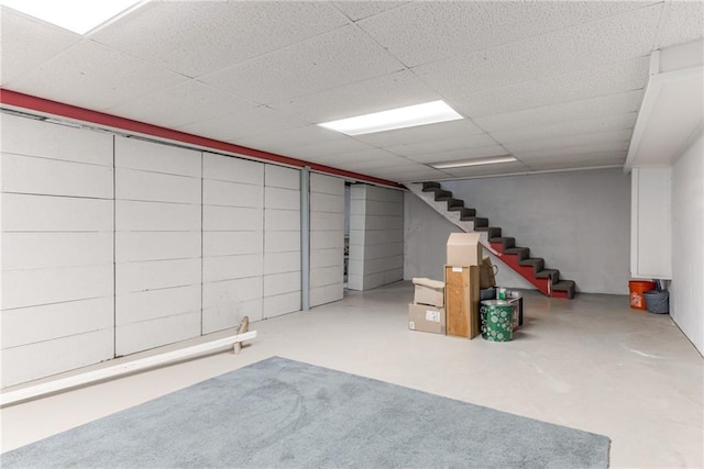 8224 Linden Dr, Prairie Village, KS 66208 - finished below grade area featuring stairway and a drop ceiling
