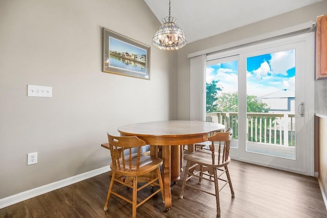 31241 W 172nd Ter, Gardner, KS 66030 - dining space featuring wood finished floors, a chandelier, and vaulted ceiling