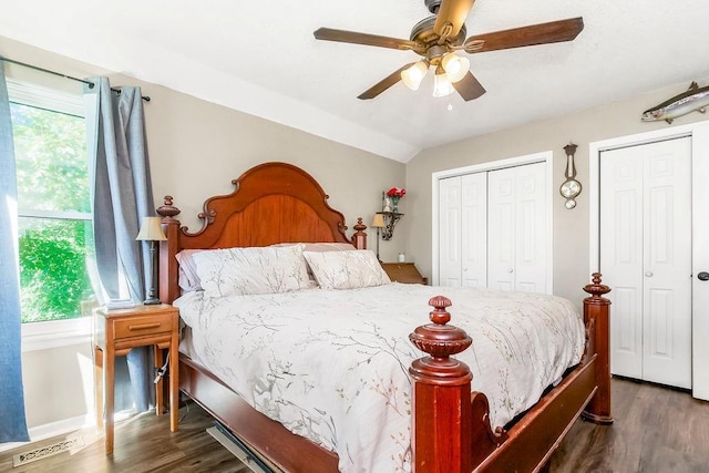 31241 W 172nd Ter, Gardner, KS 66030 - bedroom featuring wood finished floors, multiple closets, and ceiling fan
