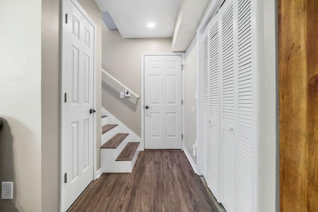 31241 W 172nd Ter, Gardner, KS 66030 - hall featuring dark wood finished floors, stairs, and recessed lighting