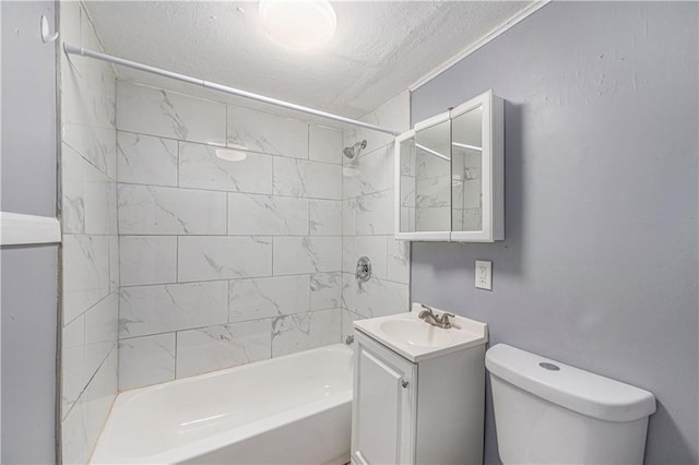 221 S High St, Independence, MO 64054 - bathroom with shower / washtub combination, vanity, and a textured ceiling