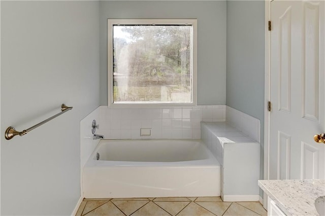 6236 W 156th St, Overland Park, KS 66223 - full bathroom featuring vanity, a garden tub, and tile patterned floors