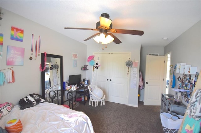 1207 SW 9th St, Oak Grove, MO 64075 - bedroom featuring a closet, carpet floors, and a ceiling fan