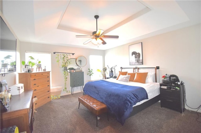 1207 SW 9th St, Oak Grove, MO 64075 - bedroom with a tray ceiling, carpet flooring, and ceiling fan