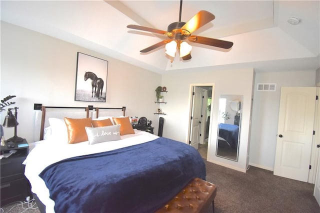 1207 SW 9th St, Oak Grove, MO 64075 - bedroom featuring carpet floors, a raised ceiling, and a ceiling fan