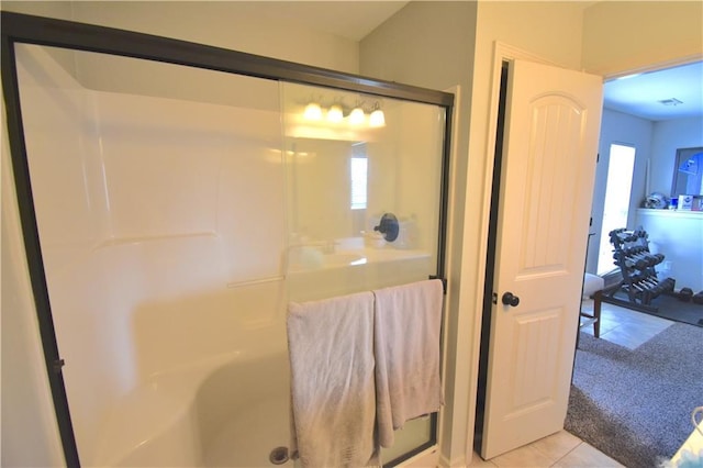 1207 SW 9th St, Oak Grove, MO 64075 - full bathroom featuring an enclosed shower and tile patterned floors