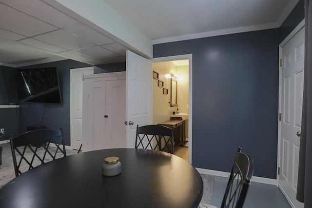 127 Hondo St, Lathrop, MO 64465 - dining room featuring baseboards and ornamental molding