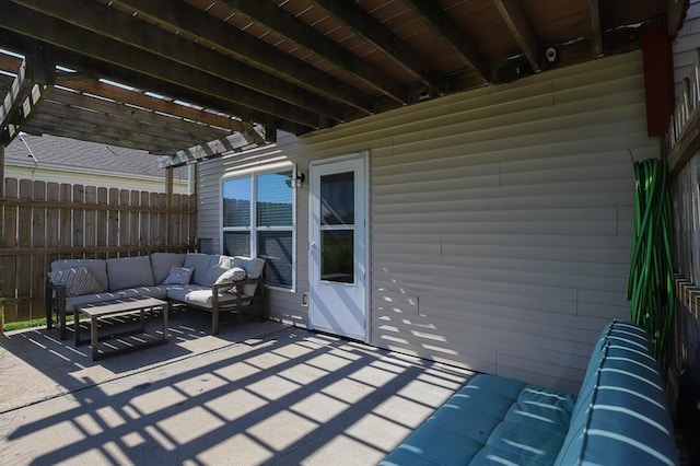 127 Hondo St, Lathrop, MO 64465 - view of patio / terrace with a pergola and an outdoor hangout area