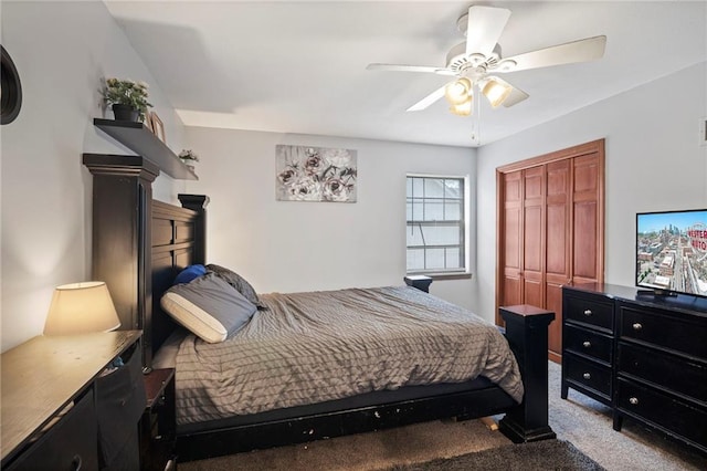 11579 Earnshaw St, Overland Park, KS 66210 - carpeted bedroom with a closet and ceiling fan