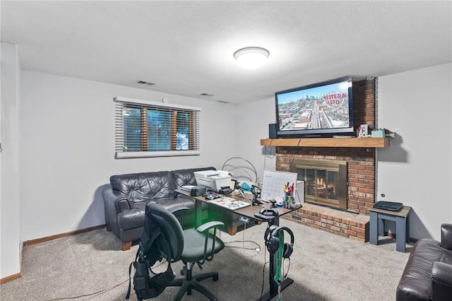11579 Earnshaw St, Overland Park, KS 66210 - living room featuring carpet and a fireplace
