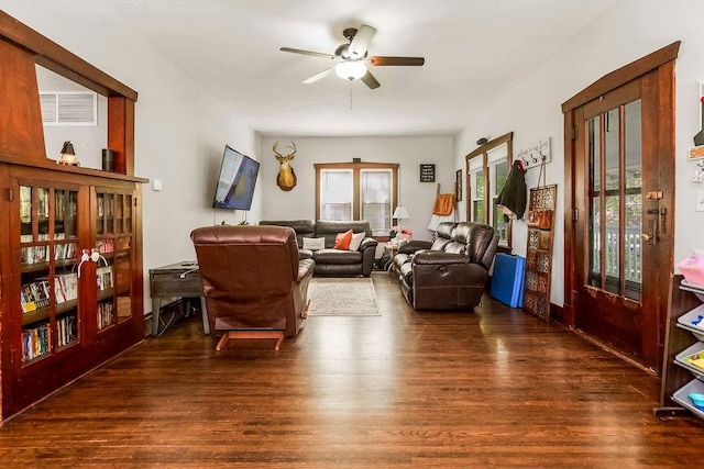 327 Parker Ave, Osawatomie, KS 66064 - living room with wood finished floors and ceiling fan
