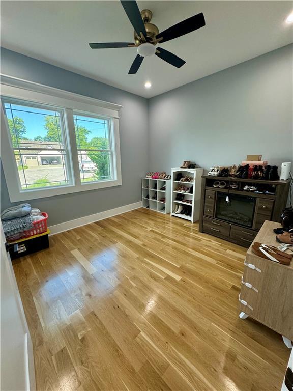 5443 N 101st Ter, Kansas City, KS 66109 - office with healthy amount of natural light, light wood-style floors, ceiling fan, and recessed lighting