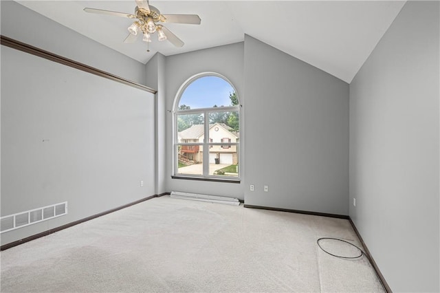 913 N Cochise Ave, Independence, MO 64056 - carpeted spare room featuring vaulted ceiling and a ceiling fan