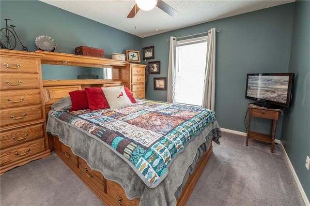 207 Woodhaven Dr, Smithville, MO 64089 - bedroom with carpet, a textured ceiling, and a ceiling fan