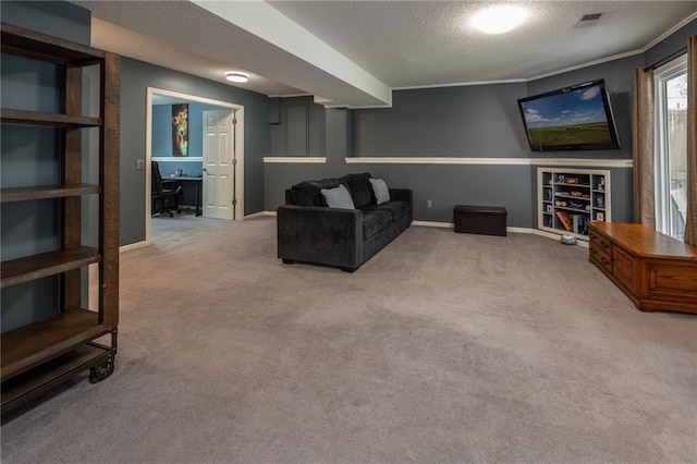 207 Woodhaven Dr, Smithville, MO 64089 - living area featuring an office area, carpet flooring, and a textured ceiling