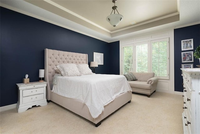 14333 Norwood St, Leawood, KS 66224 - bedroom featuring a raised ceiling, carpet floors, and ornamental molding