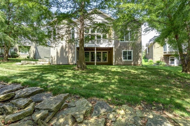 14333 Norwood St, Leawood, KS 66224 - back of property with a yard and stucco siding