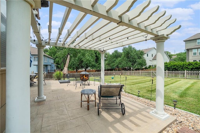 5713 NE Sapphire Ct, Lees Summit, MO 64064 - fenced backyard with a patio, a pergola, and outdoor dining area