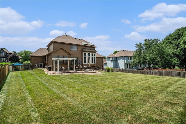 5713 NE Sapphire Ct, Lees Summit, MO 64064 - back of house featuring a patio area, a pergola, and a fenced backyard
