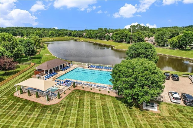 5713 NE Sapphire Ct, Lees Summit, MO 64064 - bird's eye view of a nearby body of water and a pool