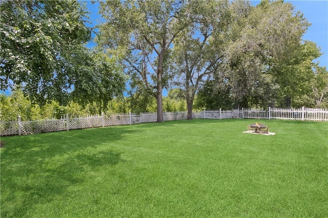 17150 S Walter St, Gardner, KS 66030 - fenced backyard with an outdoor fire pit and view of scattered trees