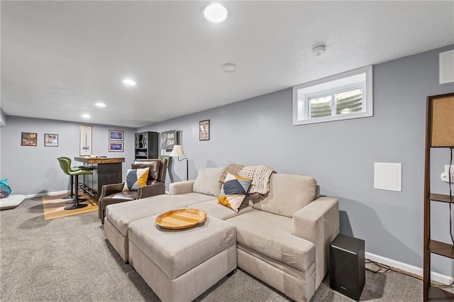 8751 Goddard St, Overland Park, KS 66214 - carpeted living room with recessed lighting and baseboards