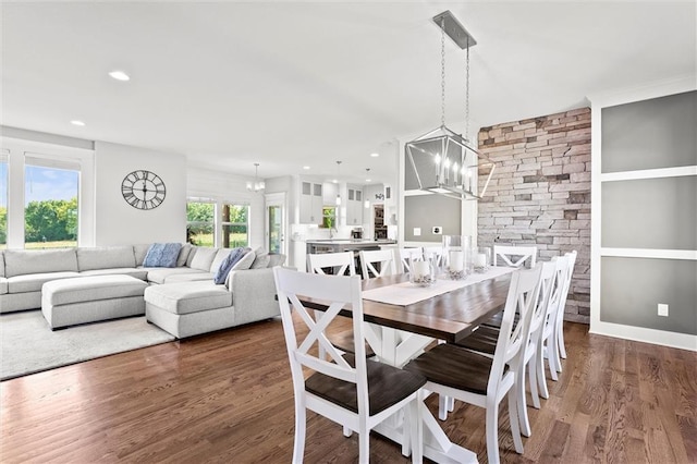 2312 SW Morris Dr, Lees Summit, MO 64082 - dining room with a chandelier, wood finished floors, and recessed lighting