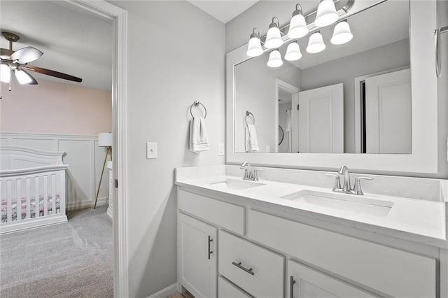 2312 SW Morris Dr, Lees Summit, MO 64082 - bathroom with double vanity and ceiling fan