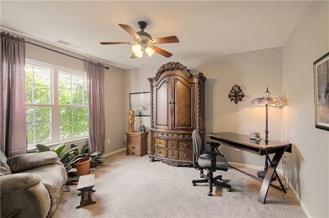908 Pca Rd, Warrensburg, MO 64093 - office with light carpet and a ceiling fan
