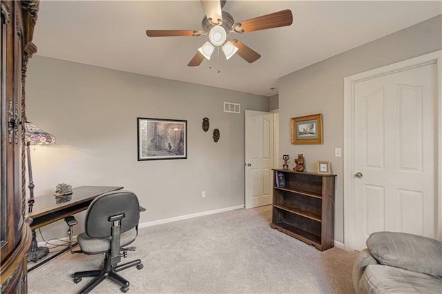908 Pca Rd, Warrensburg, MO 64093 - carpeted office with baseboards and a ceiling fan