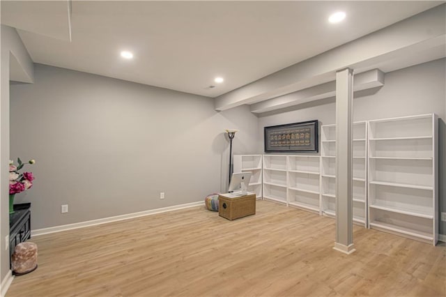 908 Pca Rd, Warrensburg, MO 64093 - finished basement featuring light wood-style flooring and recessed lighting