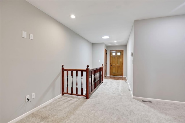 12303 W 105th Ter, Overland Park, KS 66215 - hallway featuring carpet flooring, recessed lighting, and an upstairs landing