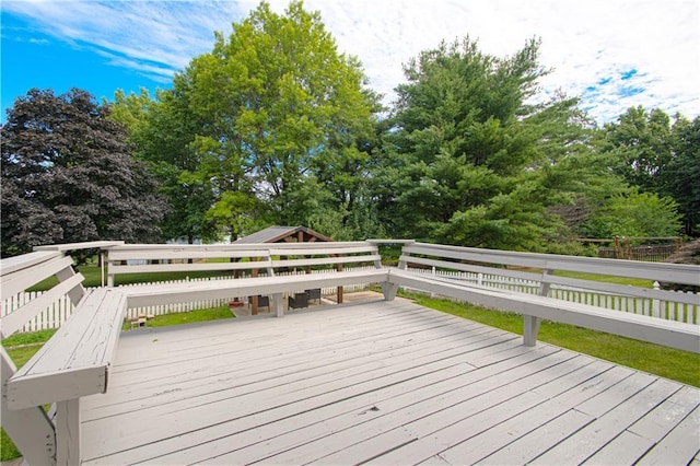 8300 W 148th St, Overland Park, KS 66223 - wooden terrace with view of wooded area