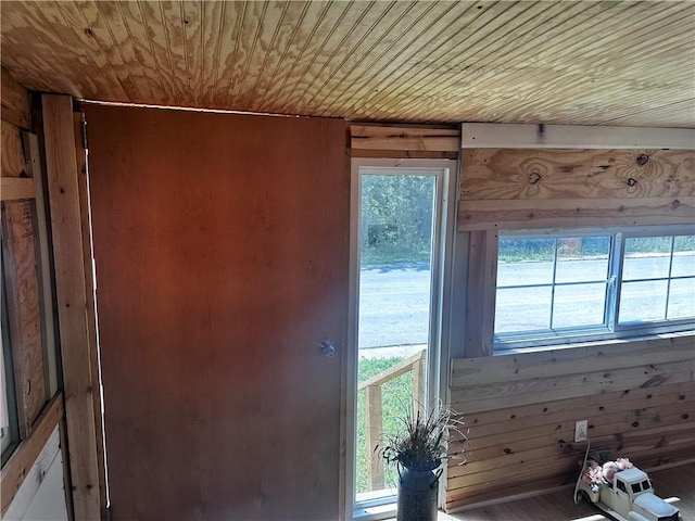 300 W Sea Ave, Independence, MO 64050 - entryway featuring wooden ceiling and wooden walls