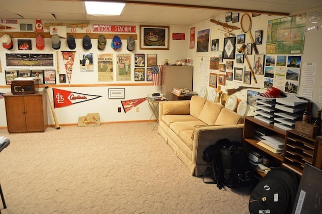 13655 S Sycamore St, Olathe, KS 66062 - living area featuring a drop ceiling and carpet flooring