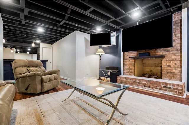 5490 W 85th Ter, Prairie Village, KS 66207 - living area featuring wood finished floors and a fireplace