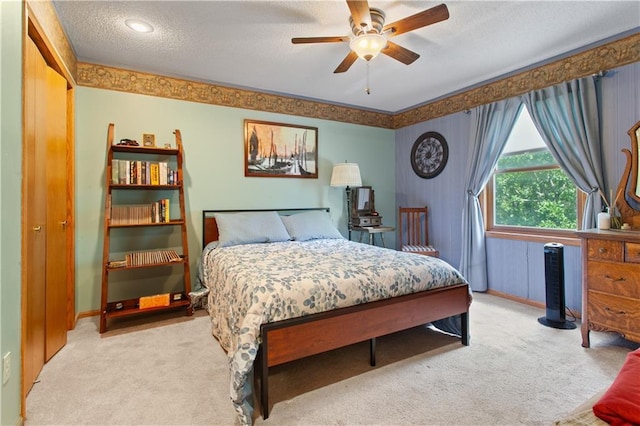 1684 Quarry Rd, Bates City, MO 64011 - bedroom with carpet, a textured ceiling, and ceiling fan