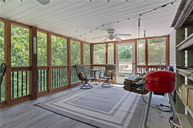 1684 Quarry Rd, Bates City, MO 64011 - sunroom featuring ceiling fan