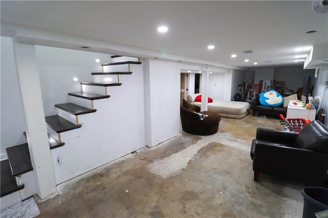 2725 N 20th St, Kansas City, KS 66104 - below grade area featuring stairs and recessed lighting