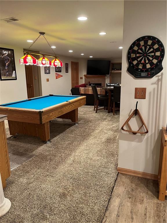 15733 Pine Cir, Basehor, KS 66007 - playroom featuring billiards and recessed lighting