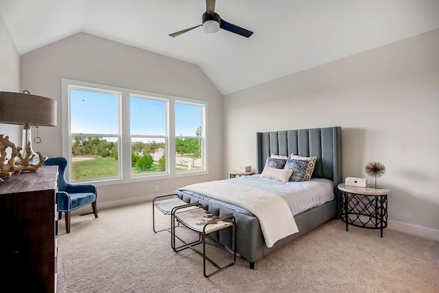 16992 S Cheshire St, Olathe, KS 66062 - bedroom with vaulted ceiling, light colored carpet, and a ceiling fan
